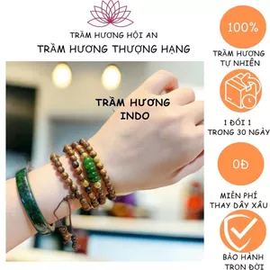 Vòng tay trầm hương INDO 6li 108 hạt mix ngũ điếu và bi vàng 10 ka, đẹp sang mịn.