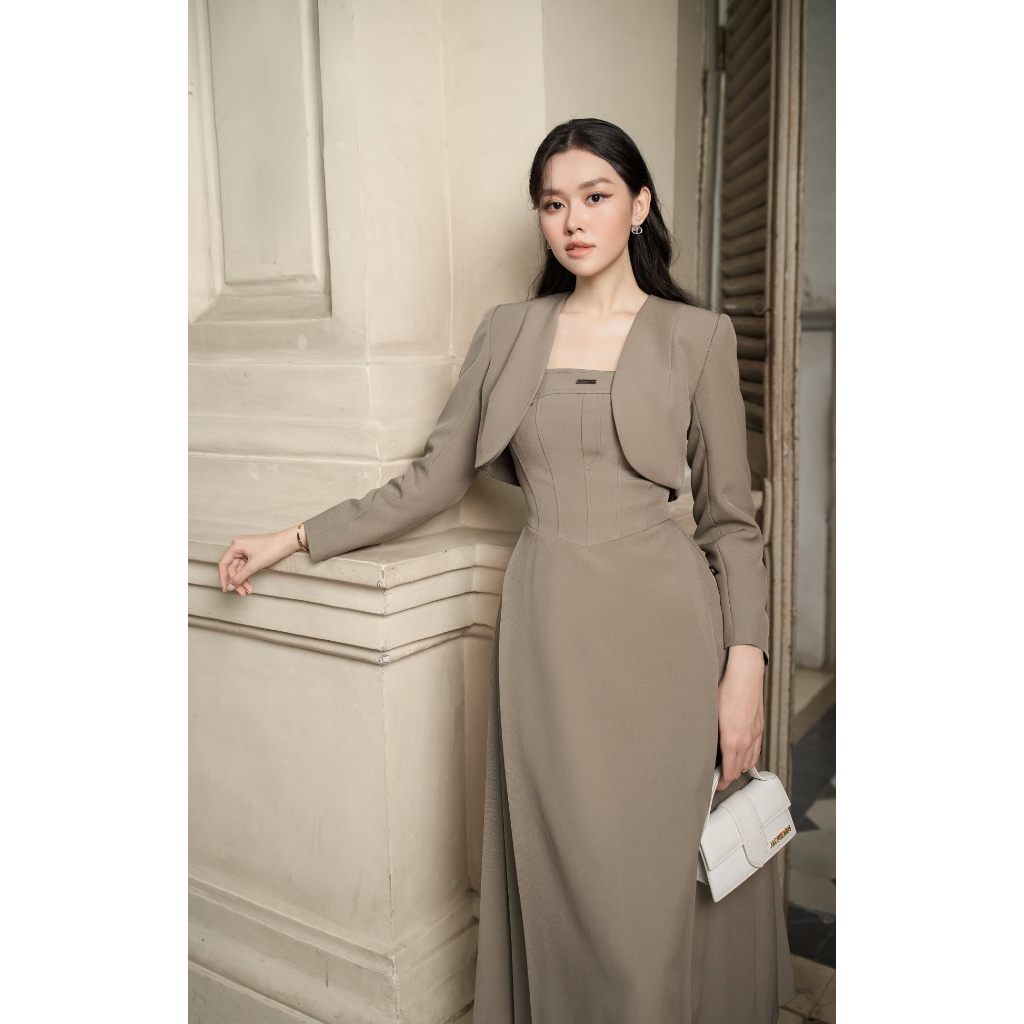 Đầm thiết kế JM Dress Design quây giả corset, xếp ly hông 1F34.2309PL