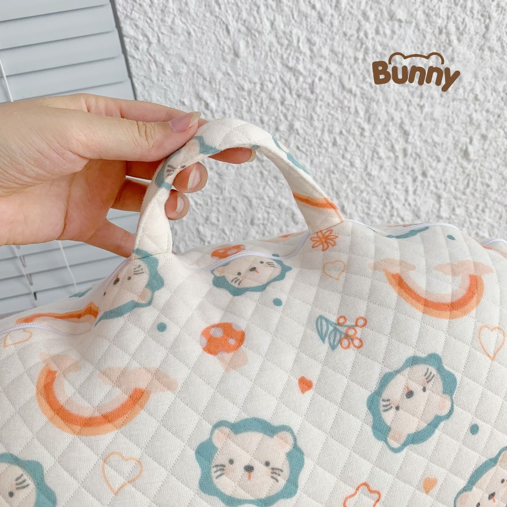 Ảnh Gối chống trào ngược KidsWorld Bunny trần bông chống nôn trớ an toàn cho bé sơ sinh mềm mại không bí nóng lưng 3