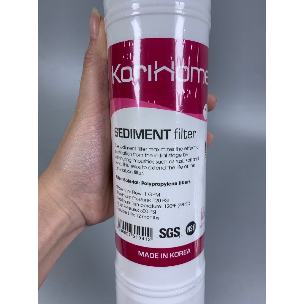 Lõi Lọc Thô Sediment Korihome Polypropylen Dạng Cắm Nhanh Chữ U Sản Xuất Tại Hàn Quốc - Dòng Lõi Cao Cấp Của Hãng Karofi