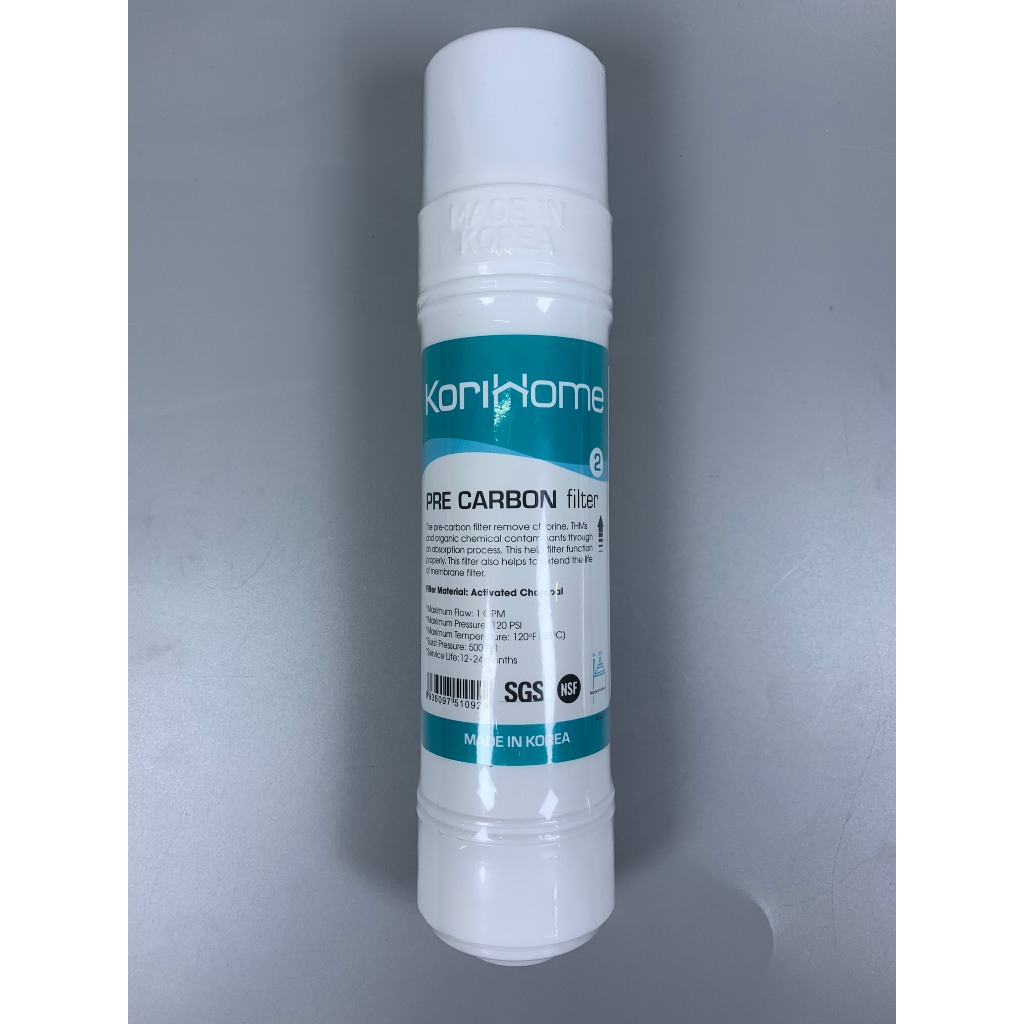 Lõi Lọc Thô Pre Carbon Korihome Than Hoạt Tính Dạng Cắm Nhanh Chữ U Sản Xuất Tại Hàn Quốc - Dòng Cao Cấp Của Karofi