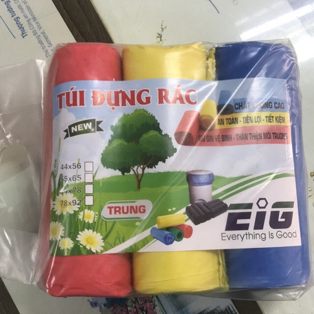 Combo 3 Cuộn/ 1Kg Túi đựng rác sinh học tự phân hủy size nhỏ, trung, đại loại màu và đen