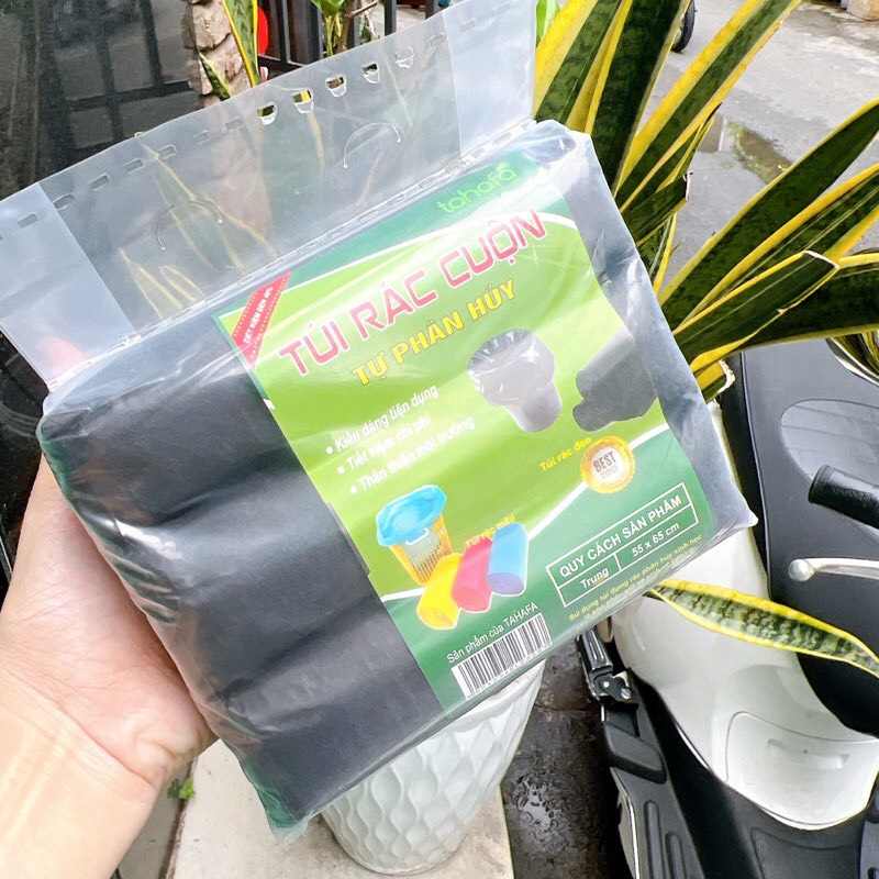 Combo 3 Cuộn/ 1Kg Túi đựng rác sinh học tự phân hủy size nhỏ, trung, đại loại màu và đen