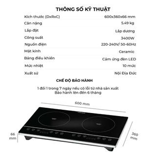 Bếp Từ Đôi Rommelsbacher CT 3405/IN Made In Germany Cao Cấp, Bếp Điện Từ Gia Đình Hiện Đại GermanySnT HCM 40006