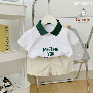 Bộ Polo áo phông quần short thô bé trai (9-22kg) N036