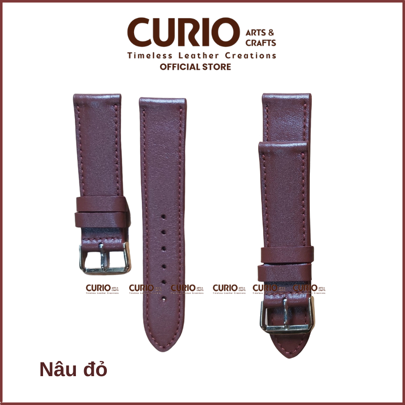 Dây đeo da bò thật cho đồng hồ thông minh tặng full hộp gỗ + tool thay + khóa + chốt - CURIO LEATHER
