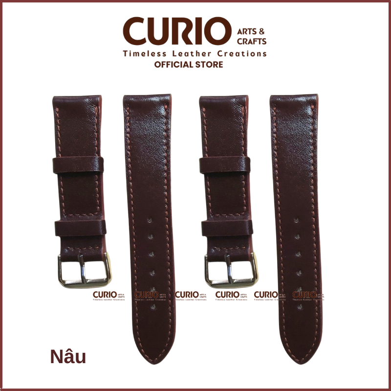 Dây đeo da bò thật cho đồng hồ thông minh tặng full hộp gỗ + tool thay + khóa + chốt - CURIO LEATHER
