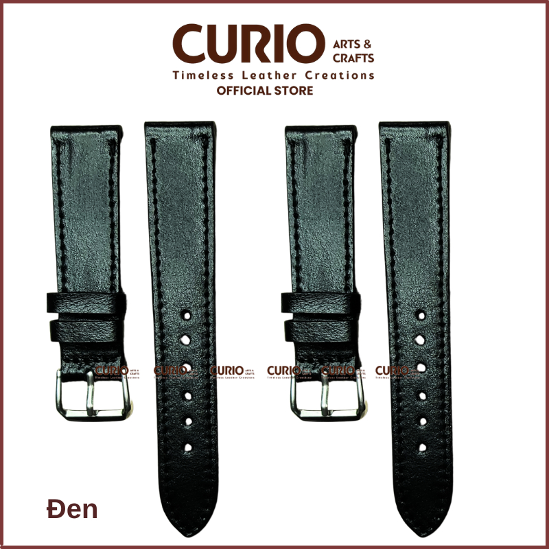 Dây đeo da bò thật cho đồng hồ thông minh tặng full hộp gỗ + tool thay + khóa + chốt - CURIO LEATHER