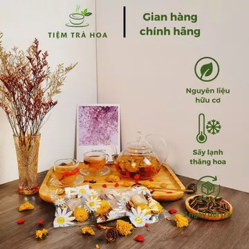 Trà hoa cúc mật ong - Hộp 30 gói TẶNG BÌNH - Giải cảm, giảm đau bụng ngày dâu, hạ huyết áp, mát gan, ngủ ngon