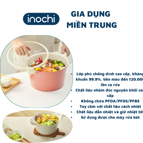 Nồi vân đá Omi Simple nhiều size 20cm, 24cm và 28cm (thương hiệu Inochi)