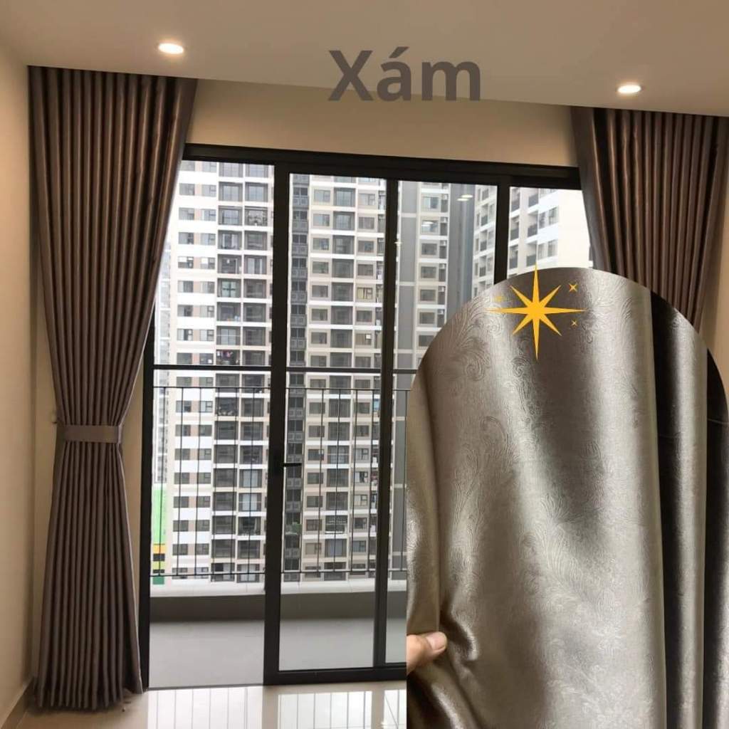 Rèm Cửa Sổ, Rèm Cửa Chính Vải Gấm, Họa Tiết Sang Trọng Cản Sáng Cản ...