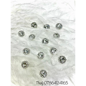 Set 10 viên đá hoa tròn 12mm đính kết áo dài làm thủ công