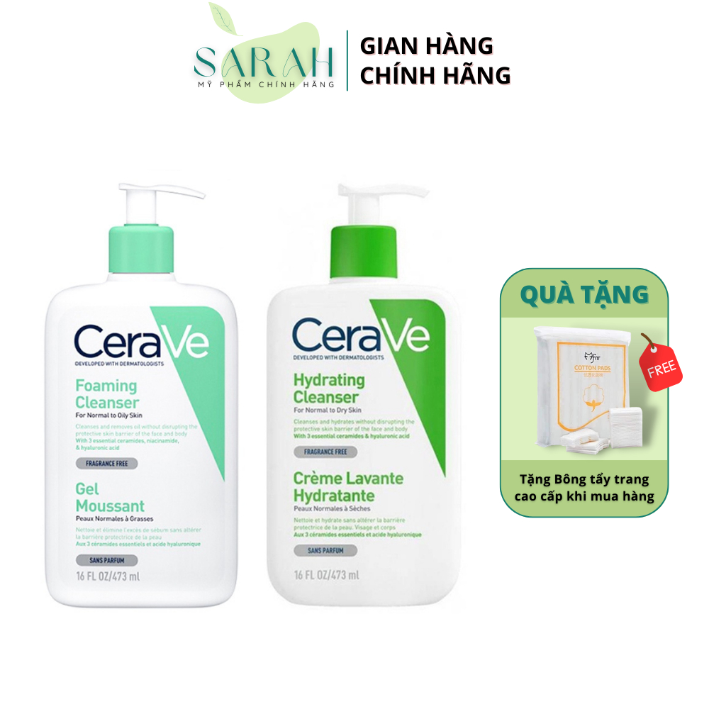 Sữa Rửa Mặt CERAVE Xanh Dương Cho Da Dầu Mụn Và CERAVE Xanh Lá Cho Da ...