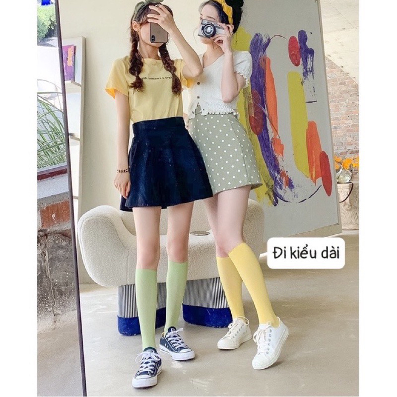 SÉT 5 ĐÔI TẤT NHÚN PASTEL CỔ CAO