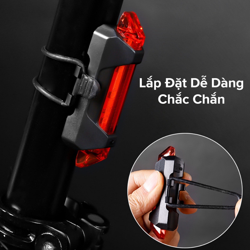 Ảnh Đèn Báo Hiệu Gắn Đuôi Xe Đạp 5 Bóng LED 4 Chế Độ Sáng Có Pin Sạc USB Cảnh Báo An Toàn Chính Hãng Amalife 2