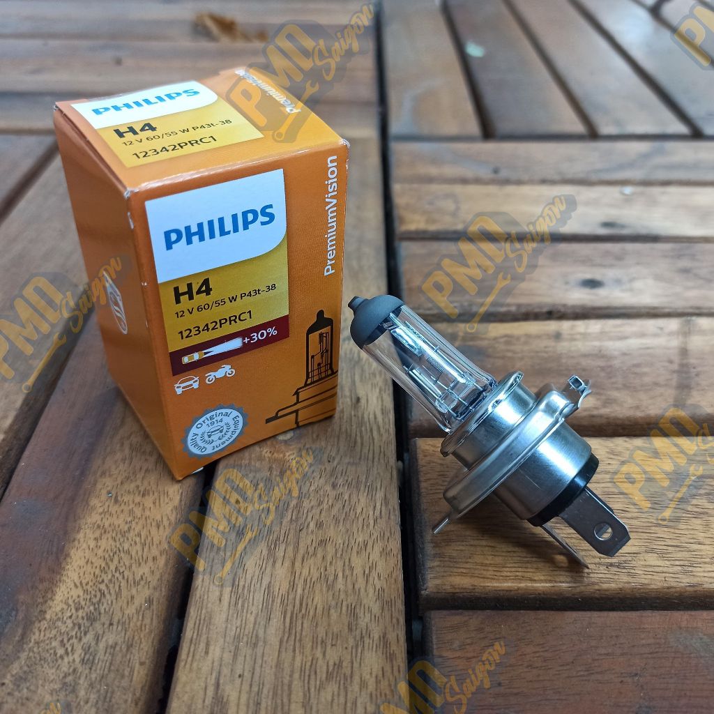Bóng đèn pha Philips chân H4 12V60/55W P43t-38 12342PRC1 Premium Vision ...