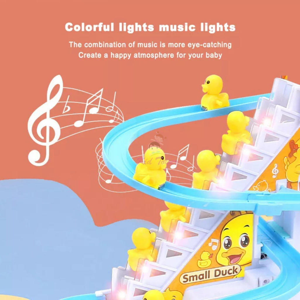 Vịt  leo cầu thang đồ chơi heo peppa vui nhộn cho bé có âm thanh ánh sáng