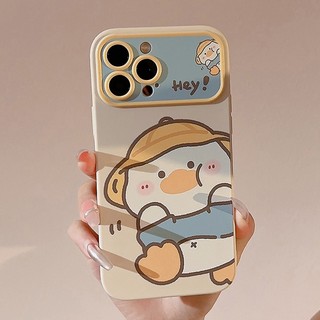 Ốp iphone hình chú vịt đội mũ rơm cute khung camera iphone 6/6s/7/8plus/X/XS/11/12/13/14/15 Pro Plus Max 15 Ultra
