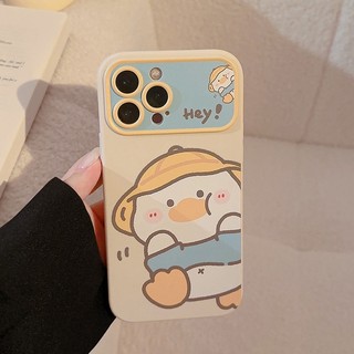 Ốp iphone hình chú vịt đội mũ rơm cute khung camera iphone 6/6s/7/8plus/X/XS/11/12/13/14/15 Pro Plus Max 15 Ultra