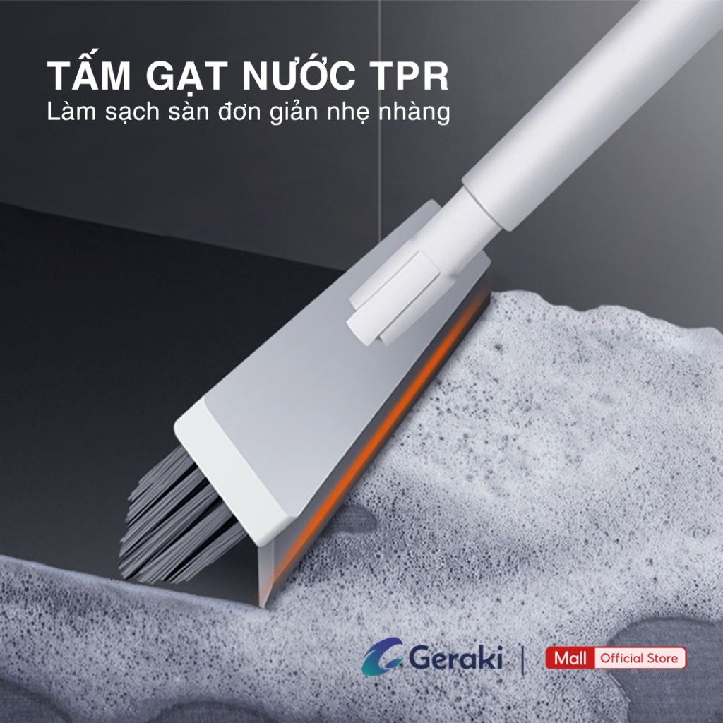 Cây chà sàn nhà tắm đa năng 2 trong 1, chổi cọ sàn và gạt nước – Geraki