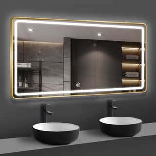 Gương LED Chữ Nhật Phun Cát Viền Treo Tường, Cảm ứng, Khung Viền Nhôm Cao Cấp, CN-PMV-KN