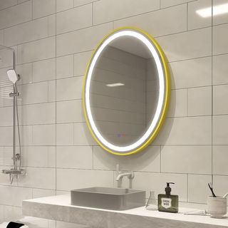 Gương LED Elip Khung Nhôm Viền, Có nút cảm ứng on/off, EL-PMV-KN, DIAMOND MIRROR