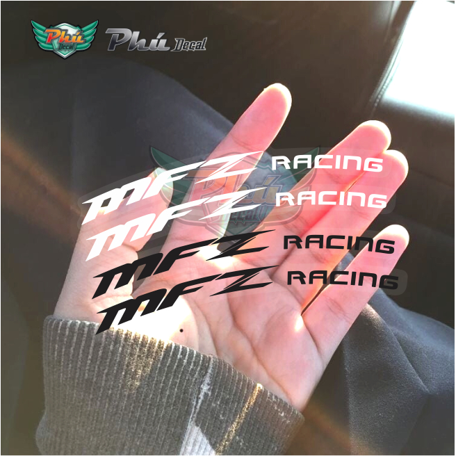 Bộ 4 Tem dán bánh mâm xe CNC MFZ Racing niềng, nền trong suốt dán được ...