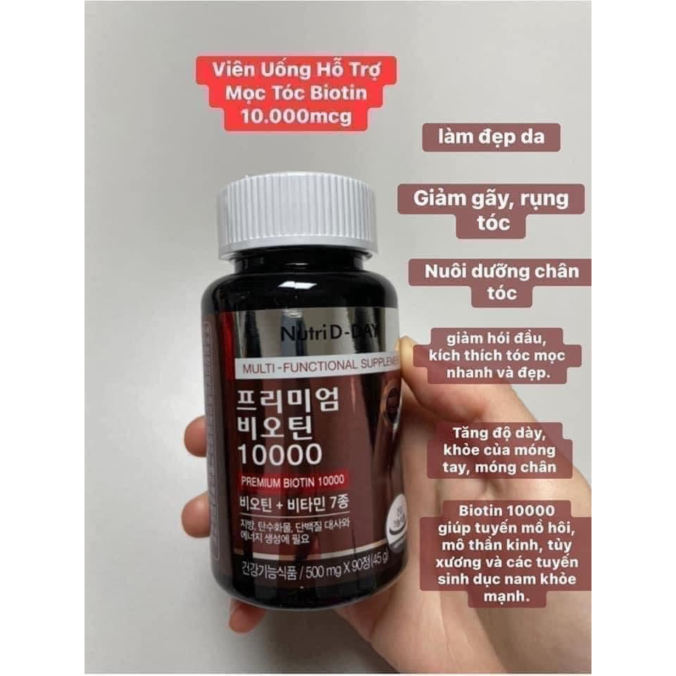 VIÊN UỐNG KÍCH MỌC TÓC BIOTIN CAO CẤP NUTRI DAY - 10.000mg