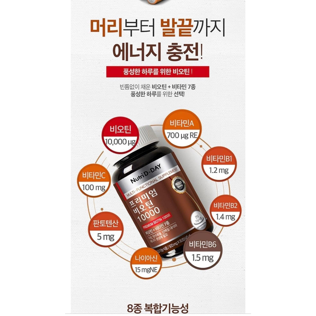 VIÊN UỐNG KÍCH MỌC TÓC BIOTIN CAO CẤP NUTRI DAY - 10.000mg