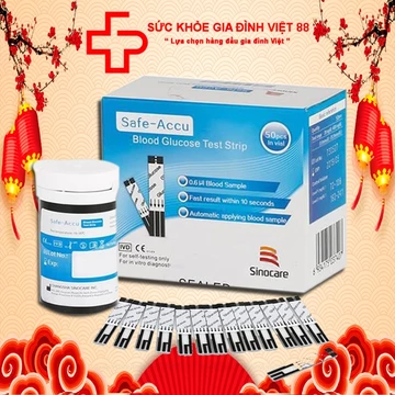 Que thử đường huyết Safe Accu Sinocare 50 que thử date dài chính hãng SINOCARE