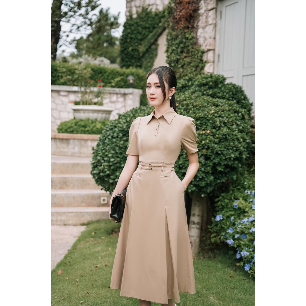 Đầm thiết kế JM Dress Design cổ đức chân xếp ly chụm 1S93.2308KK