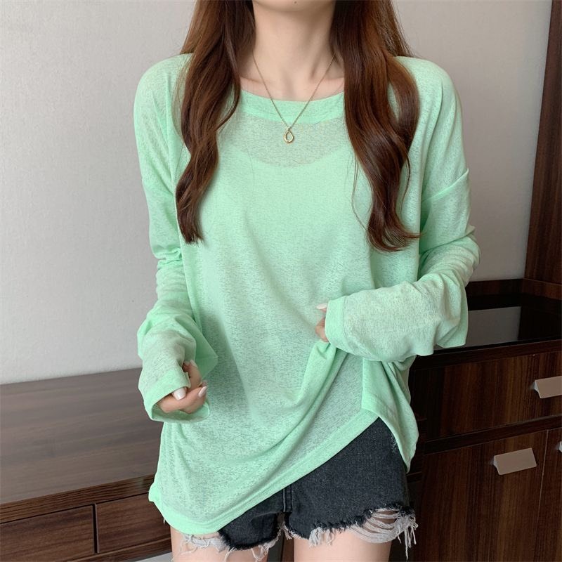 (SẴN) Áo thun giấy dài tay trơn cổ tròn đủ màu dành cho nữ phong cách cơ bản dễ phối đồ ATDT008 - TIktik