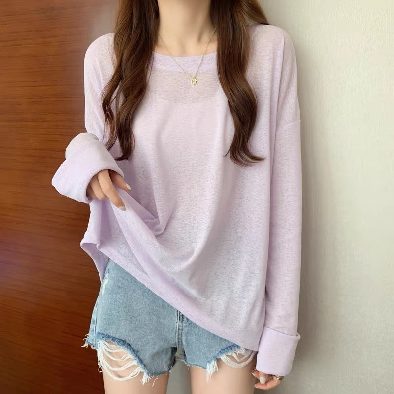 (SẴN) Áo thun giấy dài tay trơn cổ tròn đủ màu dành cho nữ phong cách cơ bản dễ phối đồ ATDT008 - TIktik