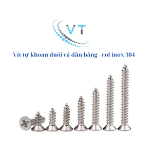 Vít tự khoan đuôi cá đầu bằng - col inox 304 M6 ( bịch 50 con)