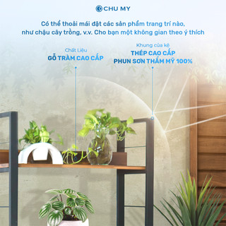 Kệ để đồ đa năng CHU MY gỗ tràm 5 tầng, khung thép sơn tĩnh điện, mặt gỗ 17mm, 25.5KG