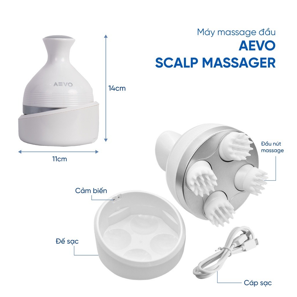Máy Massage Đầu Cổ Vai Gáy AEVO Massager - Matxa Đầu Giải Toả Căng Thẳng, Mệt Mỏi