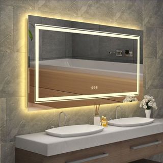 Gương Chữ Nhật LED Phôi Bỉ 5mm Treo Tường Cao Cấp,Gương Phòng Tắm,Cảm Ứng on off,DIAMOND MIRROR