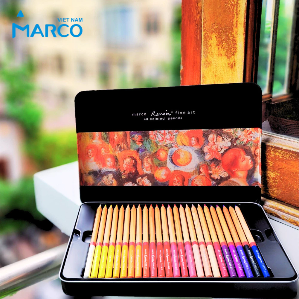 [Hỏa Tốc HCM & HN] Hộp Bút Chì Màu Gốc Dầu Cao Cấp Marco Renoir 36/48/72/100/120 Màu - Hộp Thiếc Chí