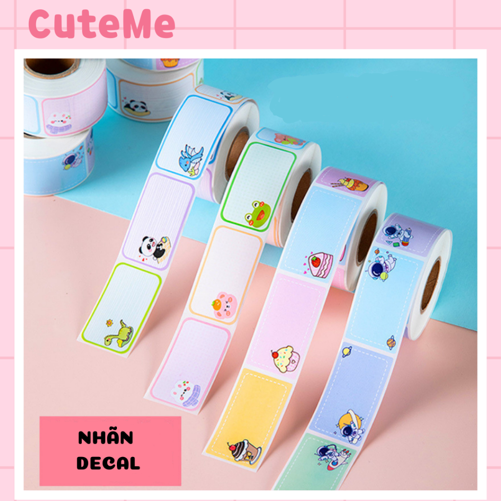 Tem nhãn sticker decal đánh dấu tên vật dụng tên cho bé đi học ghi nhớ ...