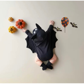 𝐀𝐩𝐫𝐢𝐥 𝐛𝐞́𝐛𝐞́ - Bộ Trang Phục body chip Áo liền quần Hóa Trang Halloween con dơi kèm mũ Cho bé