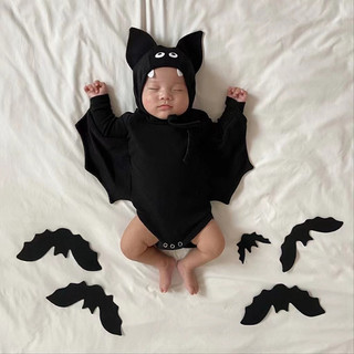 𝐀𝐩𝐫𝐢𝐥 𝐛𝐞́𝐛𝐞́ - Bộ Trang Phục body chip Áo liền quần Hóa Trang Halloween con dơi kèm mũ Cho bé