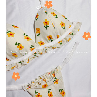 Set đồ lót, áo ngực không gọng mút mỏng tone màu cam đào - Handmade by Mimi House