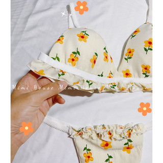 Set đồ lót, áo ngực không gọng mút mỏng tone màu cam đào - Handmade by Mimi House