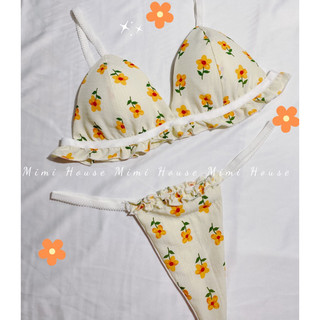 Set đồ lót, áo ngực không gọng mút mỏng tone màu cam đào - Handmade by Mimi House