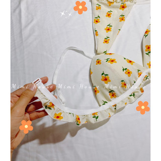 Set đồ lót, áo ngực không gọng mút mỏng tone màu cam đào - Handmade by Mimi House