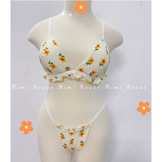 Set đồ lót, áo ngực không gọng mút mỏng tone màu cam đào - Handmade by Mimi House
