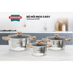 Bộ nồi inox 5 đáy Sunhouse SH781 - gồm 3 nồi với đường kính 16cm-20cm-24cm - Đáy từ dùng mọi loại bếp - 5 lớp đáy — ảnh 3