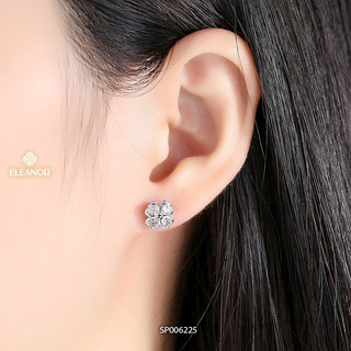 Bông tai nữ chuôi bạc 925 Eleanor Accessories hình cỏ 4 lá phụ kiện trang sức khuyên tai 6225