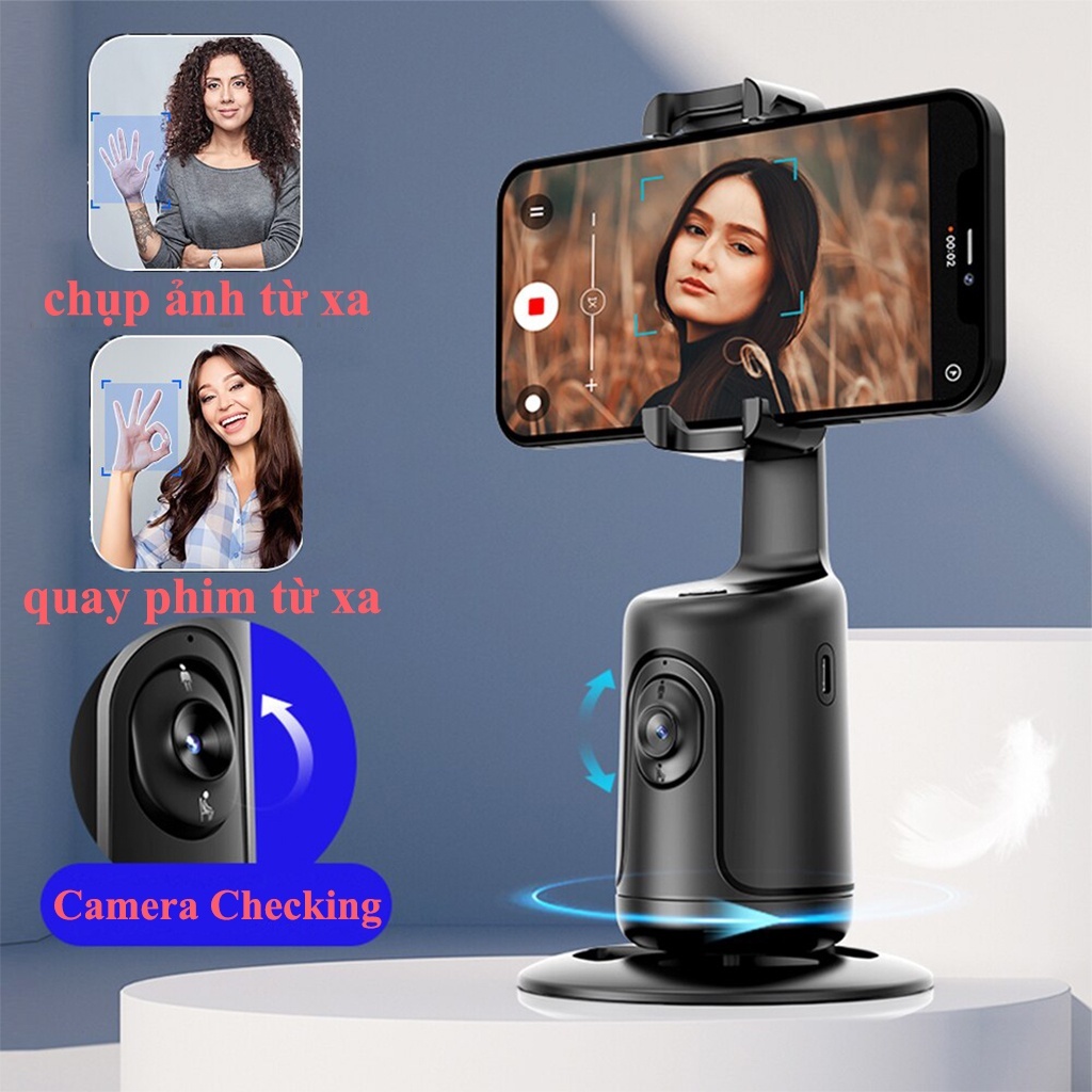 Gimbal AI Kiêm Giá Đỡ Điện Thoại P01 - Cảm Biến Thông Minh Nhận Diện Khuôn Mặt - Xoay 360° - Chính Hãng HD DESIGN