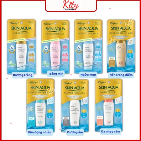 Kem Chống Nắng Sunplay Skin Aqua Dưỡng Da Trắng Mịn, Chống Nước, Ngừa Mụn, Dưỡng Ẩm Cho Mọi Loại Da SPF 50+, PA+++++
